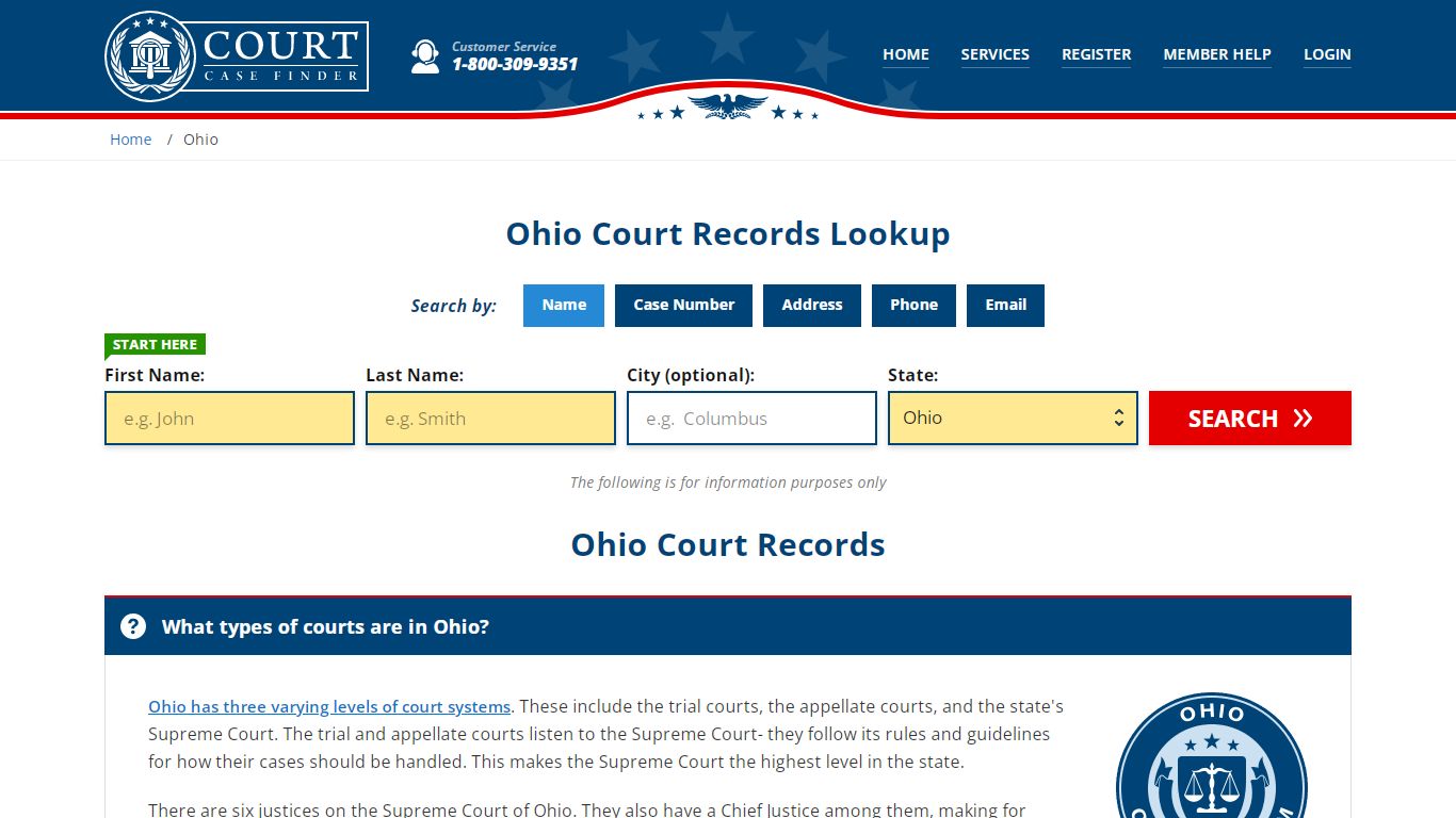 Ohio Court Records Lookup - OH Court Case Search - CourtCaseFinder.com